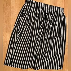 J. Crew Black and White Striped Midi Skirt